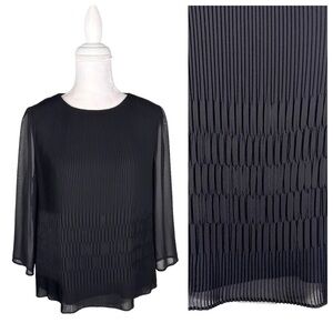 Ted Baker London US 8/Ted size 3/medium crepe pleated black top blouse